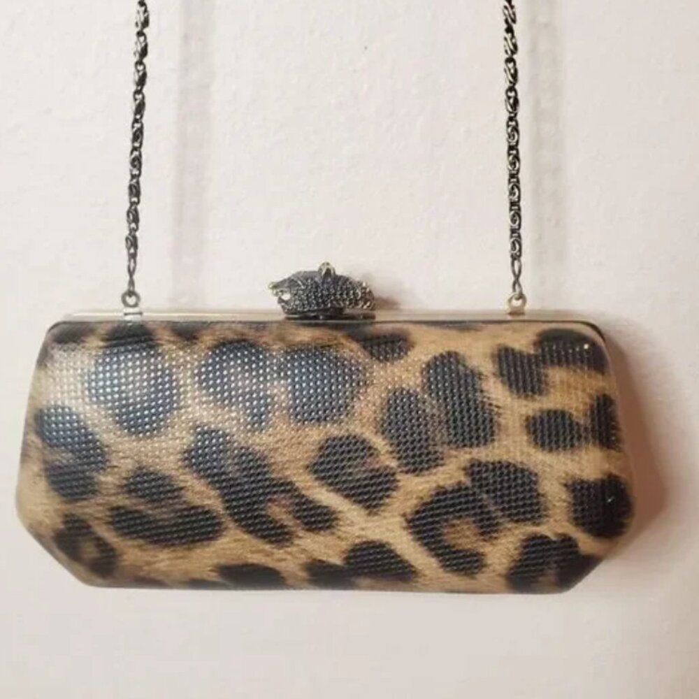 Kata Landy Gold Leopard Print Crossbody / Clutch